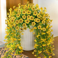 Premium 2Pcs Silk Hanging Daisy Plants UV Resistant Outdoor Decor Lifelike Texture Porch Garden Patio Indoor Planter Arrangements