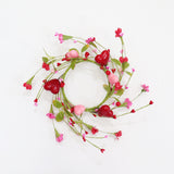 Valentine's Day Candle Ring - 4 Inch Pink Red Heart & Berry | Table Centerpiece Decor