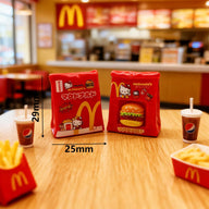 10Pcs 3D Mini McDonald's Hamburger Paper Bag Resin Charms | Wedding Decor for Dessert Table & Miniature Wedding Scene
