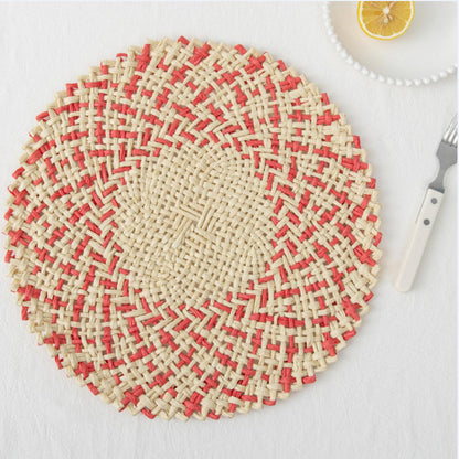 Handmade Paper Round Placemats 2-Pack 15-Inchs Heat-Resistant Mats for Plates/Mugs/Home Decoration