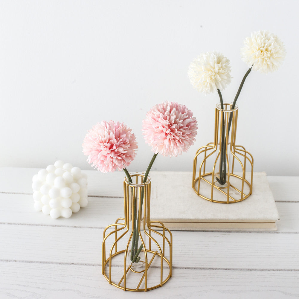 Bulk Clear Glass Test Tube Vase with Metal Frame Hollow Iron Vase for Wedding Living Room Home Table Centerpieces Decorations Wholesale