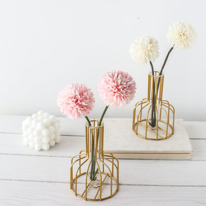 Bulk Clear Glass Test Tube Vase with Metal Frame Hollow Iron Vase for Wedding Living Room Home Table Centerpieces Decorations Wholesale