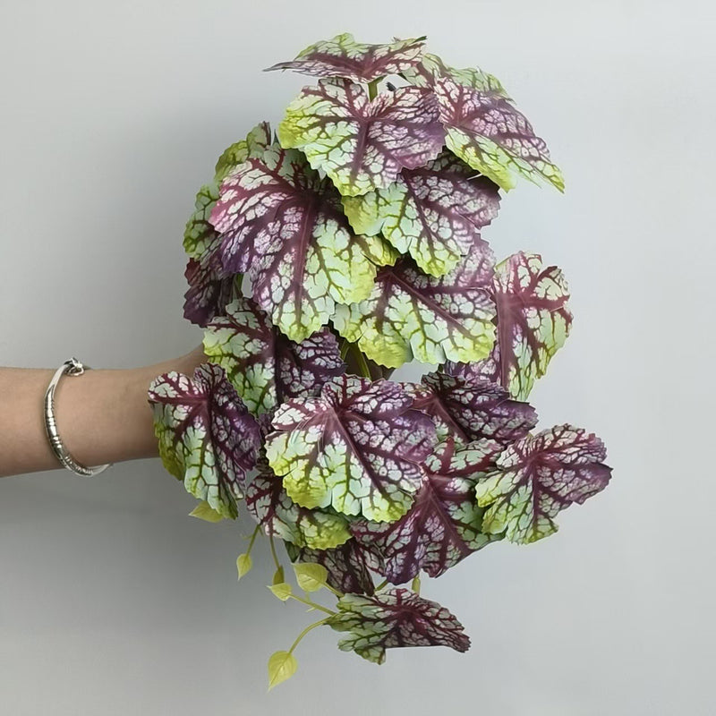 Single Stem Begonia Leaf Artificial Plant, 12 Inch Realistic Faux Greenery for Home, Hotel, and Event Decor