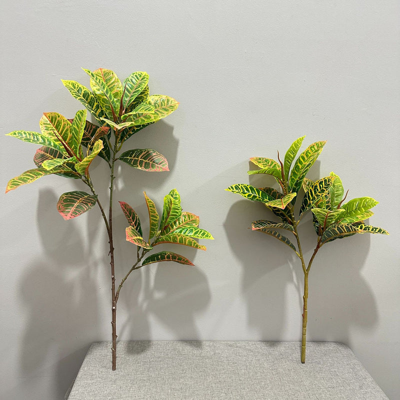 Artificial Croton Bush, 25" Realistic Fake Plant for Home Office Wedding Decor, Indoor Outdoor Use
