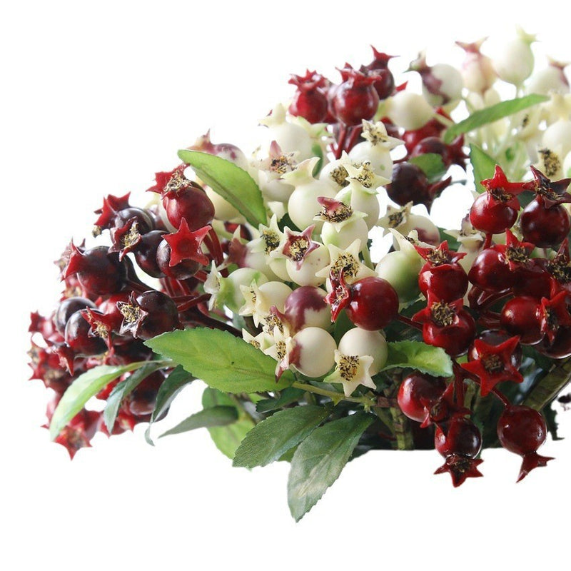 Artificial Pomegranate Fruit Bush with 14 Blooms, 10" Long, Plastic, for Home Decor, Weddings, Events
