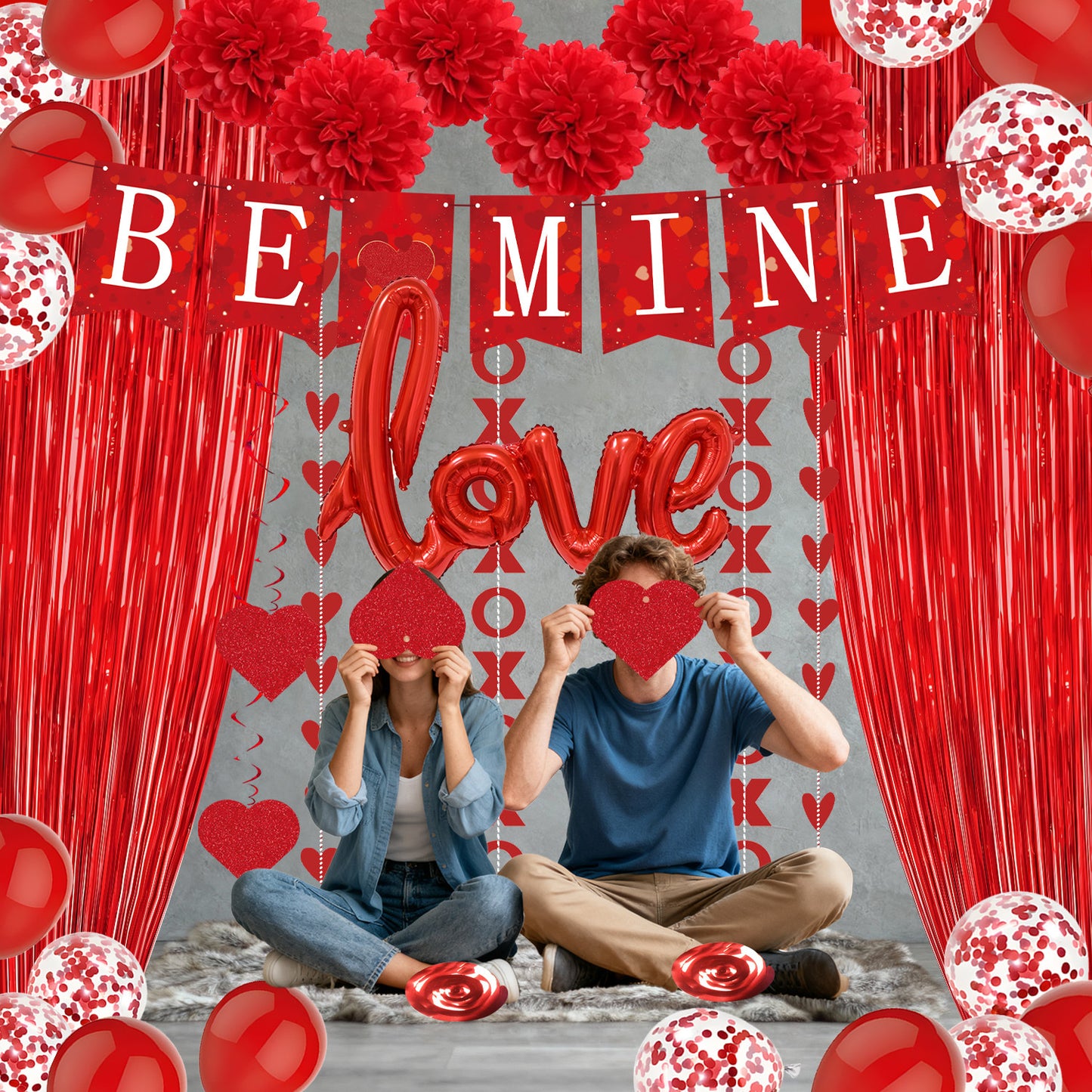 Red Heart Spiral Wedding Decorations - 7 Styles Valentine's Day Proposal Paper Garlands