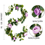 70.8" Wedding Decor Garland - Faux Eucalyptus & Blue Peony Vines for Wedding Decorations