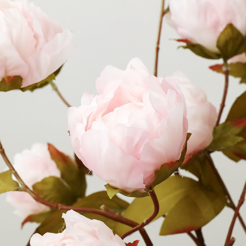 Peony Bush with 4 Blooms, 29" Tall, Silk-Like Fabric, for Weddings, Home Decor, and Events