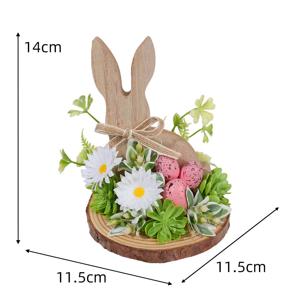 Easter Wooden Decor 3-Pack - Bunny & Egg Farmhouse Table Accents (5.91"×4.72"×4.72")
