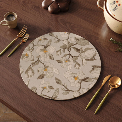 Heat-Resistant Round Placemats (13"x13") - Waterproof Oil-Proof Thickened Chinese Style Table Mats for Dining & Hotel