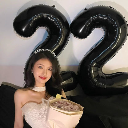 Bulk Black 40 Inch Digital Balloons for Birthday Party Anniversary Valentine's Day Wedding Supplies Scene Decor Arrangement Wholesale