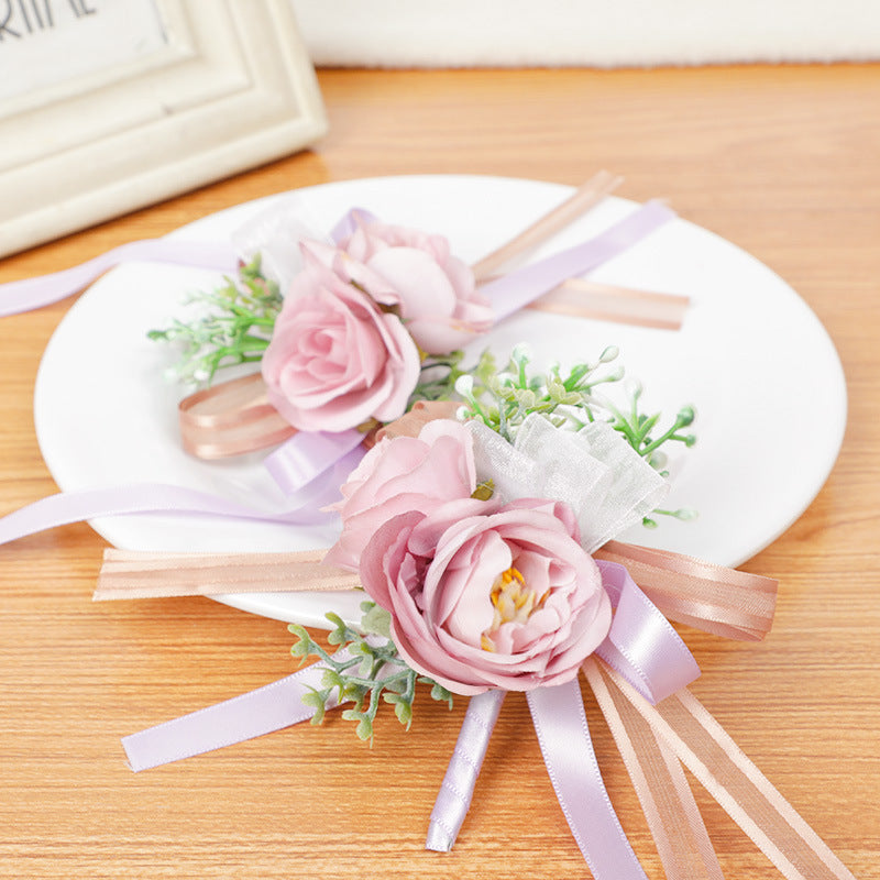 Corsage Bracelet 10 Pcs Artificial Flowers for Wedding Festival Beach Party