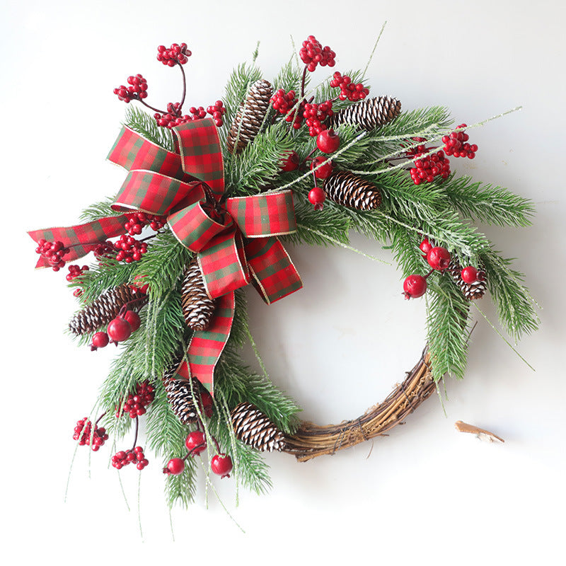 Christmas Horns Vine Wreath 24 Inch Front Door Artificial Holiday Decoration
