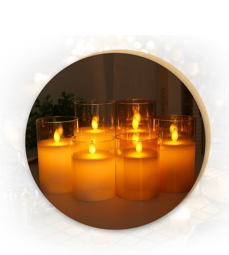 Bulk 3 Pcs LED Flameless Candles with Acrylic Glass for Festival Wedding Home Party Decor Wholesale