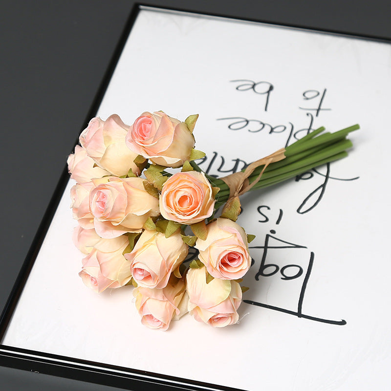 12-Bloom Artificial Rose Bouquet, Silk-Like Fabric, 10" Height, Perfect for Weddings, Events, and Home Decor