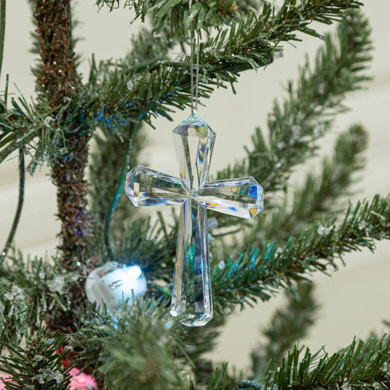 Acrylic Transparent Cross Hanging Ornaments Christmas Decorations Bulk for Xmas Party