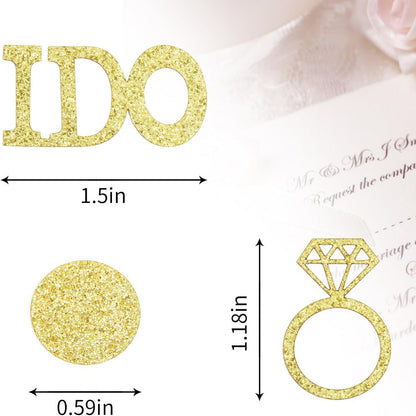 Bulk 10 Pack Gold Confetti 2025 Shimmering Diamond Ring Shape for Wedding Reception Bridal Shower & Engagement Party Decor Wholesale