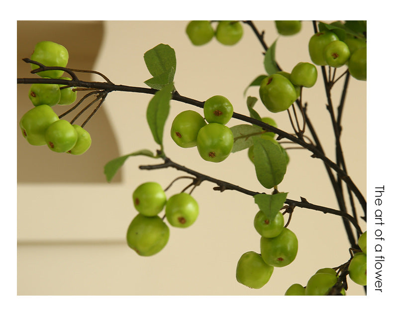 Artificial Crabapple Stem with 36 Blooms, 41" Long Single Branch Faux Silk Floral, Rustic Decor for Home Wedding Centerpiece