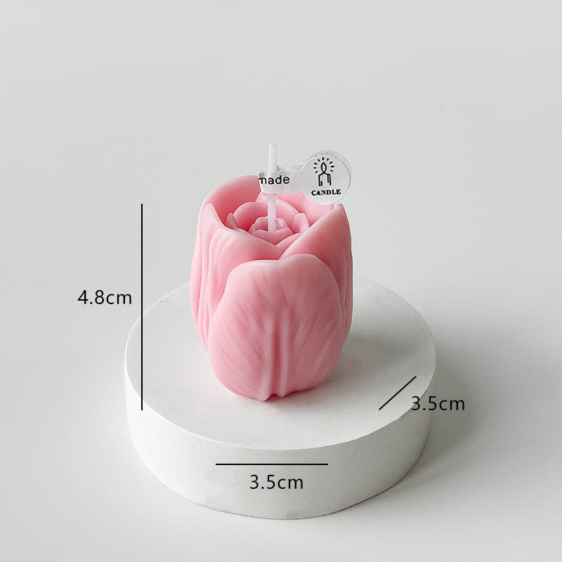 Valentine’s Day Tulip Candle Decor - Romantic Ambiance Accent for V-Day Tables & Bedrooms