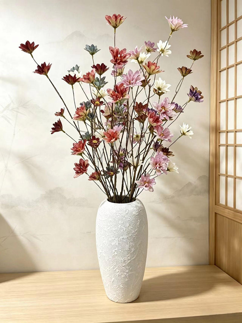Artificial Delphinium Bush with 12 Blooms, 19" Silk-Like Faux Flowers for Home Decor, Weddings & Events