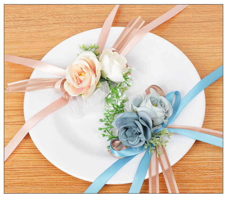 Corsage Bracelet 10 Pcs Artificial Flowers for Wedding Festival Beach Party
