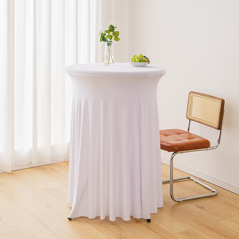 Bulk Round Stretch Tablecloths Cocktail Skirt Table Covers and Banquet Bar Round Table Covers Wholesale