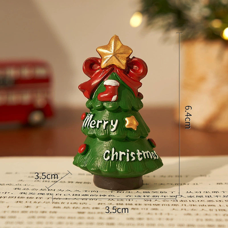 4-Pack Mini Christmas Figurines (2-2.8 Inches) - Tabletop Decor & Stocking Stuffer Gifts