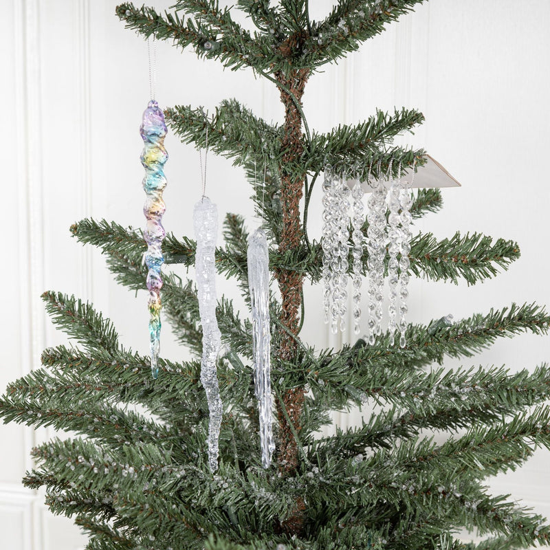 Clear Acrylic Ice Strip Christmas Ornaments Bulk Hanging Decorations for Xmas Trees