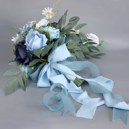 Bulk Blue Wedding Bouquets 2025 Silk Bride Bridesmaid Collections Hypoallergenic Florals Boho Beach Weddings Vintage Themes Wholesale