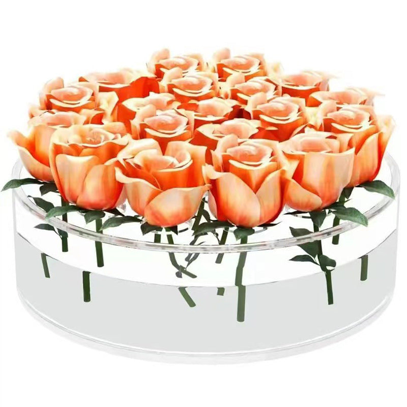Bulk 1 Pc Clear Acrylic Flower Vase with 12 Holes Floral Arranger Round Vase for Table Centerpiece Home Wedding Decor Wholesale