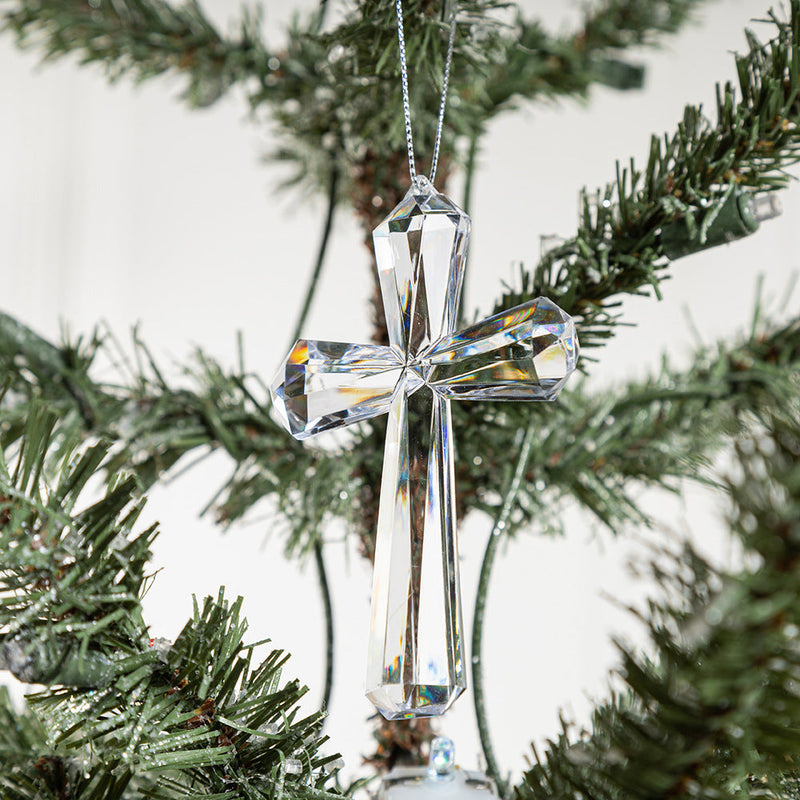 Acrylic Transparent Cross Hanging Ornaments Christmas Decorations Bulk for Xmas Party