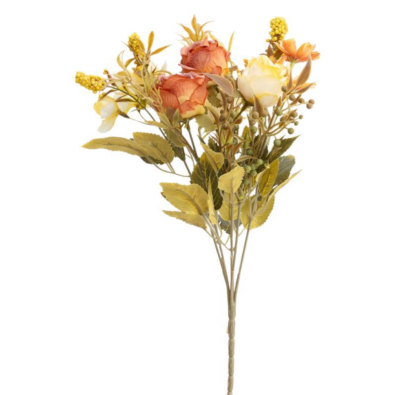 Artificial Rose Bush, 11 Blooms, 14" Tall, Silk Material, Perfect for Home Decor, Weddings, Events, and Gift Giving