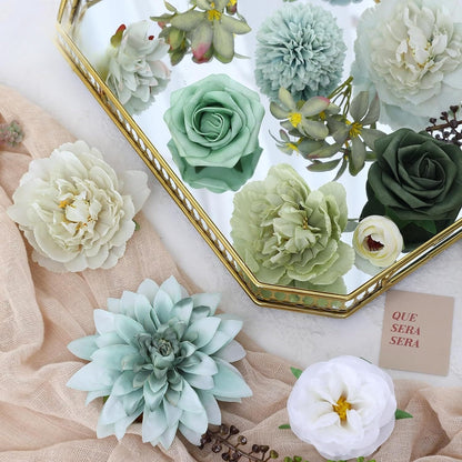 Wedding Backdrop Floral Arrangement Kit Silk Rose Dahlia Combo Adjustable Stems UV Fade Resistant Event Decor