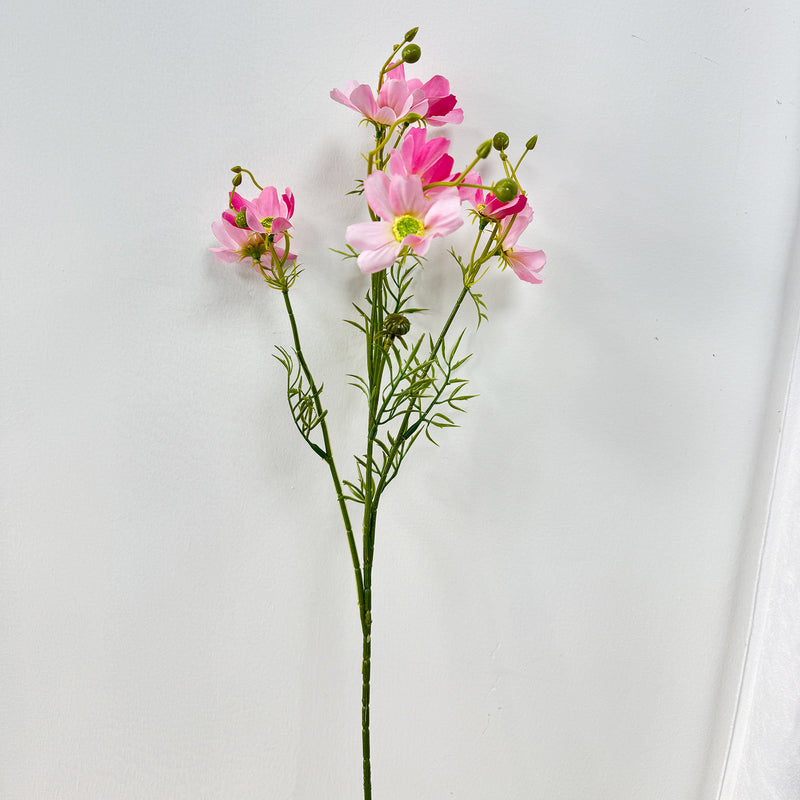 Realistic Cosmos Silk Flower Bush with 8 Blooms, 27" Tall, Rustic Floral Arrangement for Weddings, Home Decor & Events