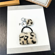 Wedding Favors Leopard Print Keychains - 2 Pack Cute Plush Bag/Car Charms