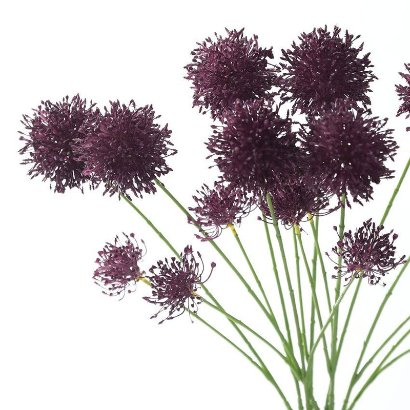 30" Artificial Allium Bush with 2 Blooms, Realistic Plastic Floral Arrangement for Weddings, Home Decor, and Commercial Displays