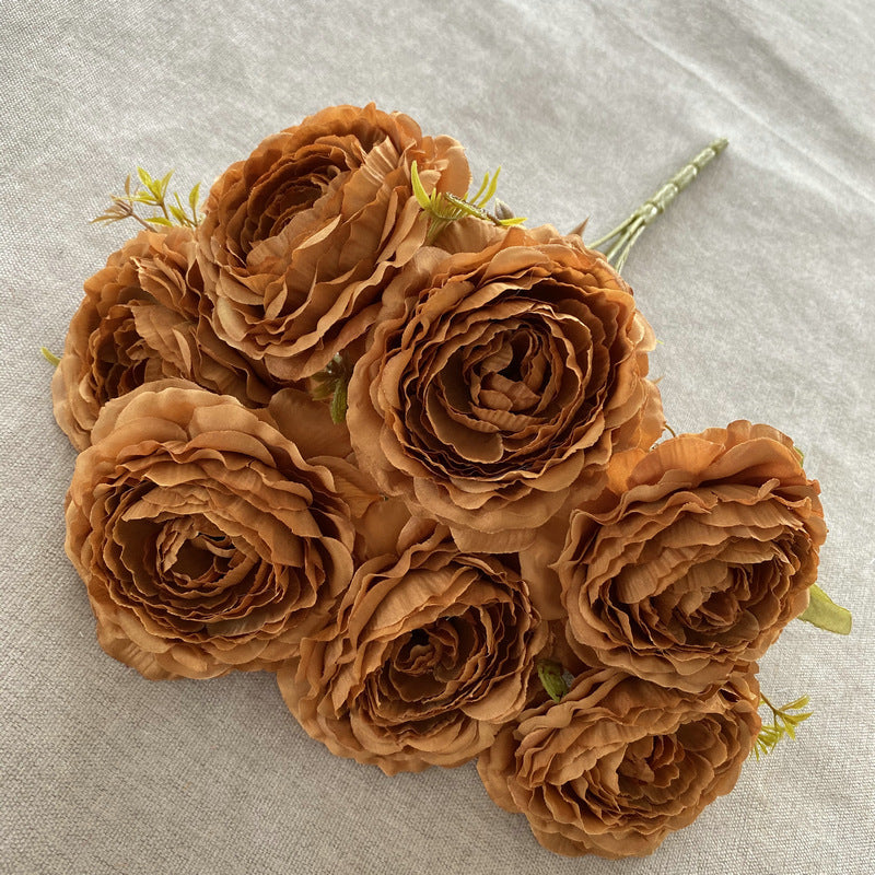 Artificial Peony Bush with 7 Blooms, 16" Tall, Silk-Like Fabric, Perfect for Weddings & Home Decor