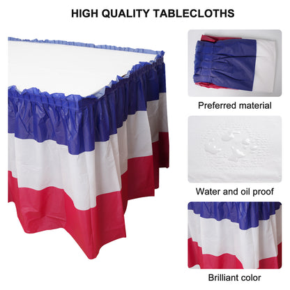 Bulk 10 Pcs Rectangular Patriotic Striped Table Skirt 28.7*167.7 inches Carnival Party Decoration Wholesale