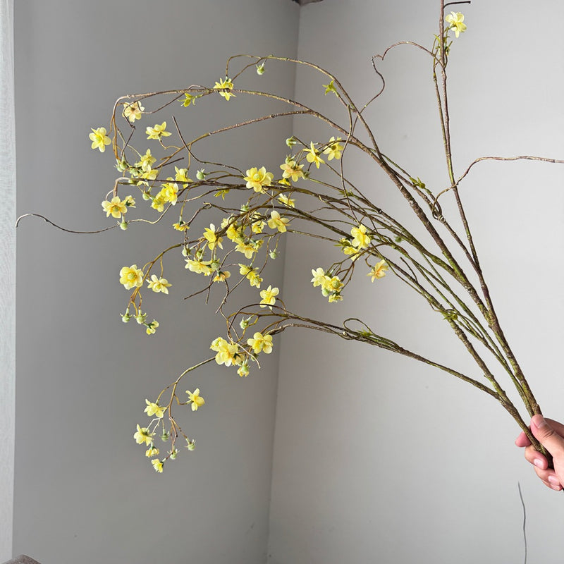 Long Stem Pearl Plum Delphinium Artificial Flower, 52", Silk, White/Blue/Yellow, Wedding, Home Decor, Event Styling