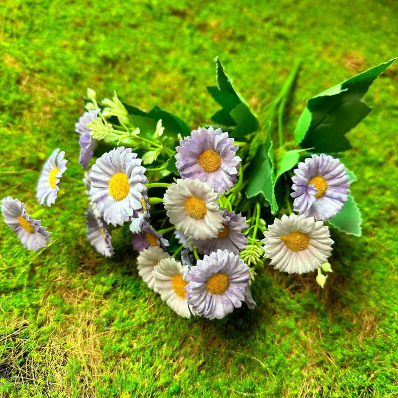 Artificial Daisy Bush, Faux Silk Chamomile Flowers, Bendable Stem, for Weddings, Home Decor & Display Windows