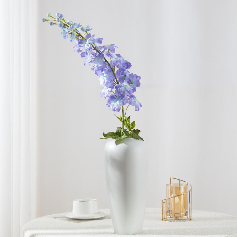 45" Artificial Delphinium Bush, Silk-Like Fabric, Modern Style for Weddings, Home Decor, and Events