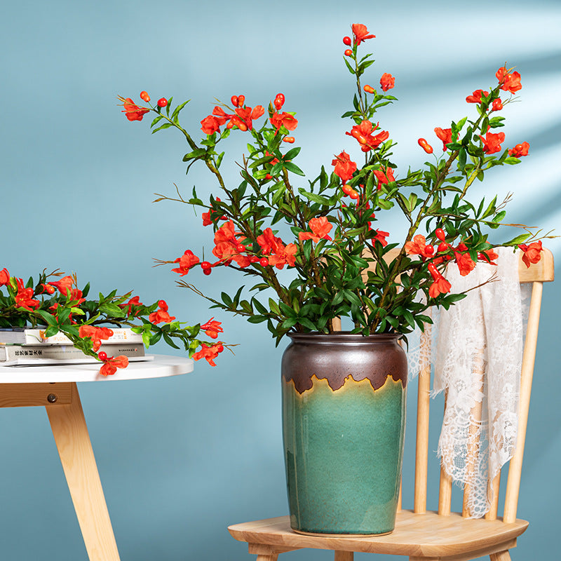 Single Stem Artificial Pomegranate Flower, 80cm Realistic Plastic Floral Decor for Home, Wedding, and Event Styling