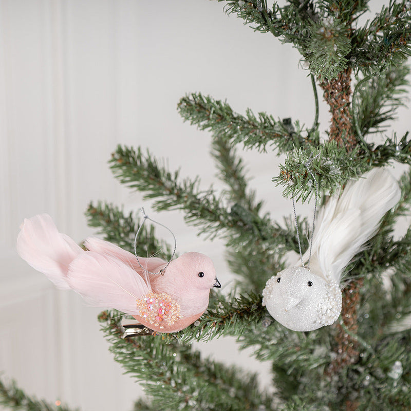 10 Pcs Artificial Christmas Bird Ornaments Glitter Foam Feathered Decorations for Wreath Tree Topper Crafts