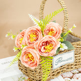 5-Stem Happy Rose Artificial Flowers 12" - Home Wedding Decor Table Centerpiece