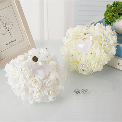 Bulk Double Sided Wedding Ring Pillow with Rose Shockproof Design for Destination Weddings & Vow Renewals Bridal Keepsake Organizer Box Wholesale