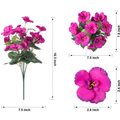 Premium UV-Resistant Artificial Hibiscus Flowers 8 Bundles Faux Silk Plants for Outdoor Garden Porch Patio Vase Decor High-Quality