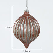 Christmas Ornament Glass Ball with Rope, Onion Shape, Bulk Set for Tree Decoration