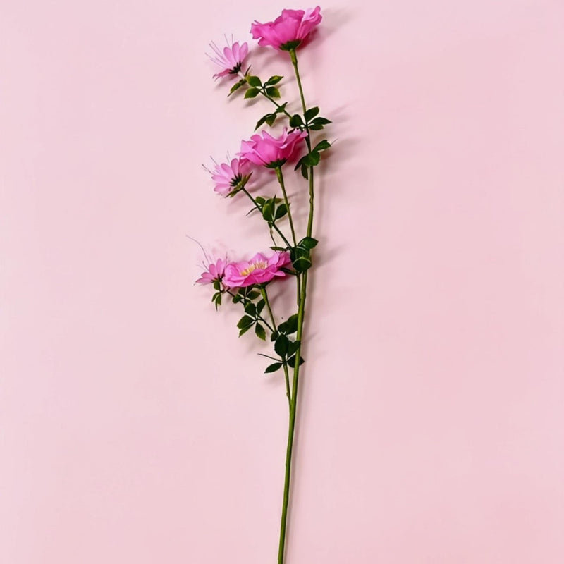 Artificial Cosmos Flower Bush with 6 Blooms, 27.5" Silk-Like Faux Floral, Wedding & Home Decor