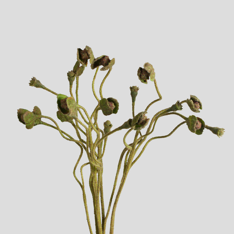 Artificial Poppy Seed Pod Bush, Faux Silk-Like Fabric Fruit Stem, for Wedding, Home & Floral Arrangements