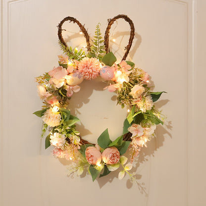 Bulk 2 Pcs Bunny Easter Wreath LED Grapevine Wreaths Reusable Family Photo Backdrops Indoor Outdoor Holiday Party Wholesale